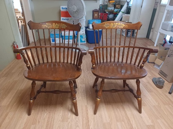 2 L. Hitchcock Spindle Pub Armchairs