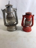 2 Small Kerosene Lanters Flying Grane and Winged Wheel