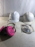 2 Safely Helmets, Dust Mask, 3M Half Face Respirator