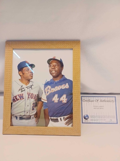 Hank Aaron and Willie Mays Autographed Photo with Certificate of Authenticity