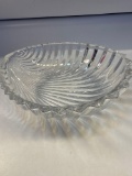 Vintage Villeroy and Boch Shell Shaped Ribbed Lead Crystal Dish