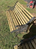 Wooden Bench With Wrought Iron Sides