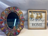 Jeweled / Metal Oval Mirror/ Wooden Wall Hanging Sign
