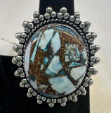 Metal German Silver Turquoise Size 8 Ring