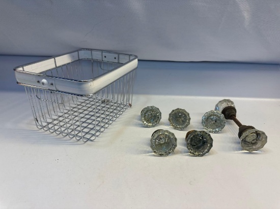 Wire Basket / 1 Door Knob With Handle/ 5 Door Knobs