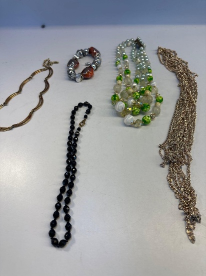 1 Bracelet/ 4 Costume Jewelry Necklaces