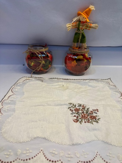 Fall Lot- 2 Fall Jars , 1 Fall Placemat