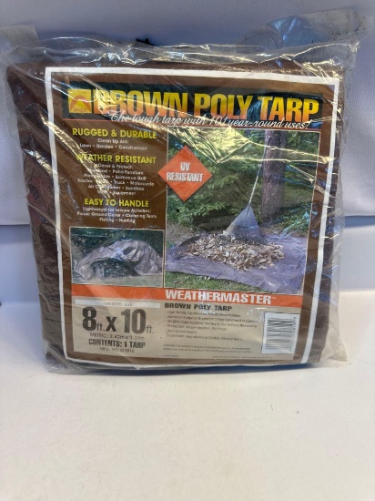 New Brown Poly Tarp 8 x 10 Inch In Package