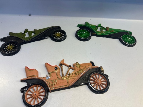 3 Vintage Midwest Old Style Metal Cars