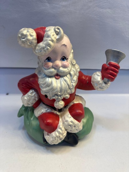 Vintage Ceramic Santa with Bell Musical Figurine