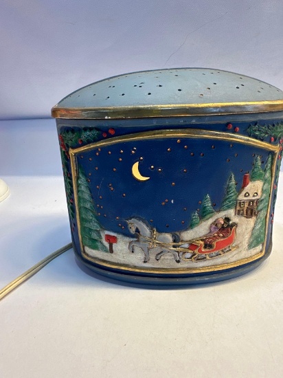 Vintage Ceramic Blue Christmas Light House