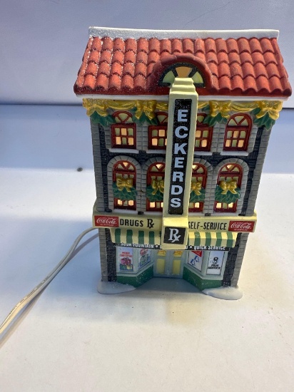Coca-Cola Christmas Village Eckerds Drugs Store Town Square Lighted Store