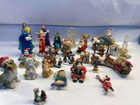 Christmas Figurines Lot- Santa, Snowman , Etc
