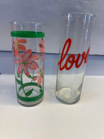 2 Cylinder Glass Decor Flower Vases