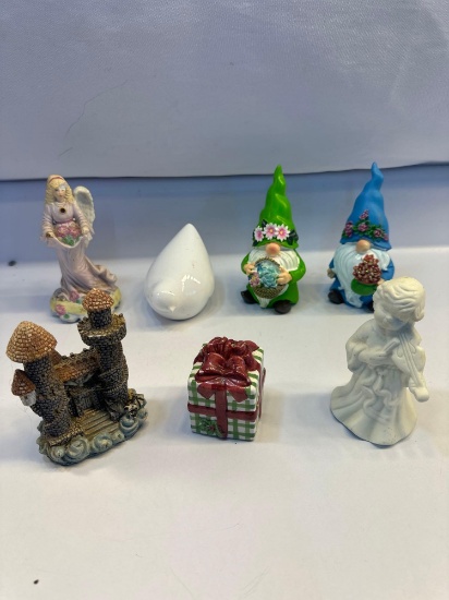 Christmas Figurine Lot- Gnomes, Angel , Etc