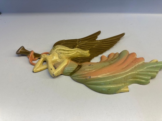 Metal Angel With Trumpet Wall Hanging