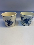 2 Delft Blue Hand Painted Windmill Planters