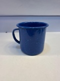 Blue/ White Speckled Enamel Coffee Mug With Handle