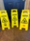 3 Yellow Plastic Floor Standing Wet Floor Caution Signs
