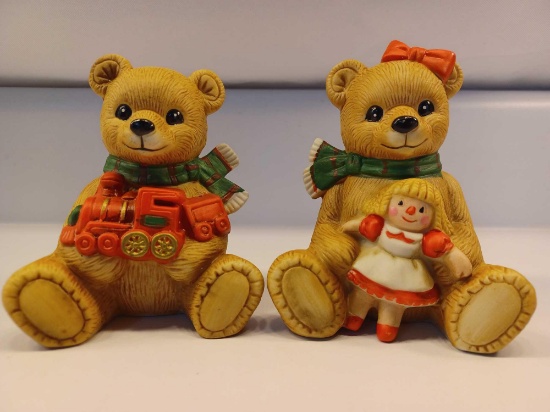 Homco Porcelain Christmas Morning Bears