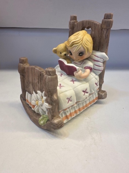 Story Time Girl In Bed Porcelain Figurine In Box