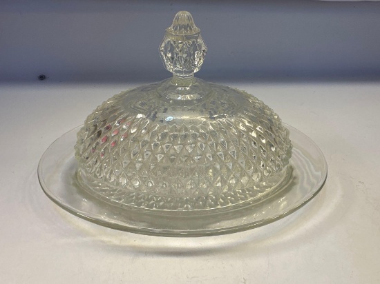 Vintage Glass Covered Butter Dish