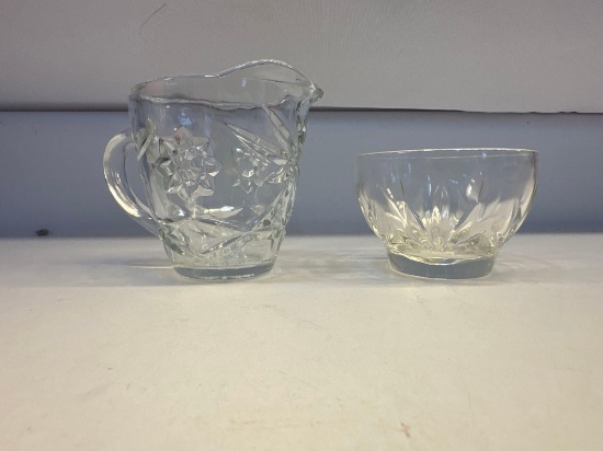 Vintage Glass Sugar and Creamer Set