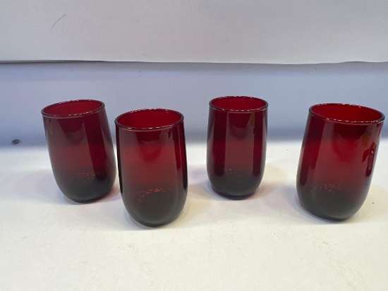 Red Ruby Set of 4 Juice Glasses