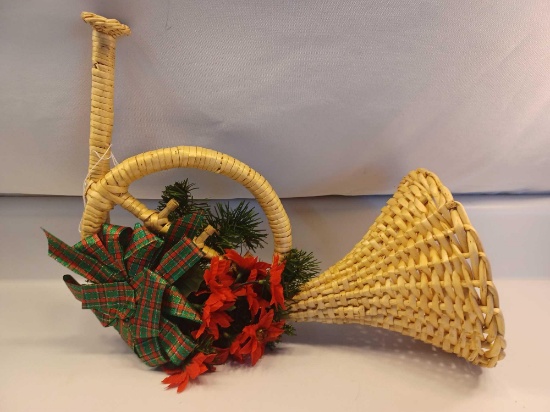 Vintage Wicker Christmas Trumpet