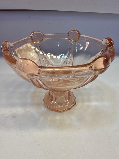 Vintage Hocking Oyster and Pearl Pink Candle Holder
