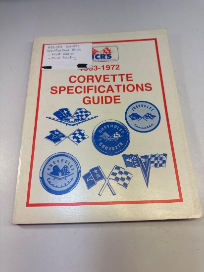1953- 1972 Corvette Specifications Guide First Edition- First Printing Book