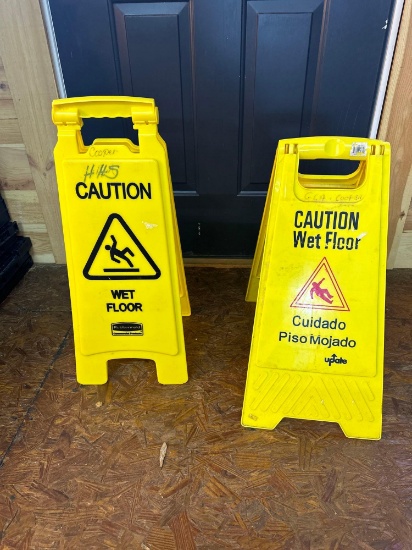 2 Yellow Plastic Floor Standing Wet Floor Caution Signs