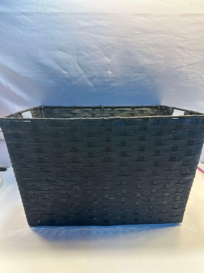 Black Woven Nylon Basket With Handles