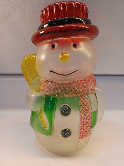 5 Lighted Crystallized Snowman Lawn Stakes