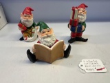 Vintage 3 Pc Set Ceramic Elves Home Decor Figurines