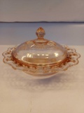 Vintage Pink Open Lace Covered Dish