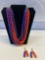 Plastic Purple / Orange Chain Link Necklace and Matching Earrings