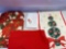 Small Round Red Table Cloth , Christmas Table Runner, 6 Christmas Napkins, 4 Placemats