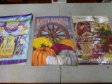 2 New Garden Flags In Packages/ 1 Happy Harvest Garden Flag