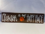 Wooden Clemson Is My Happy Place Wall Hanging