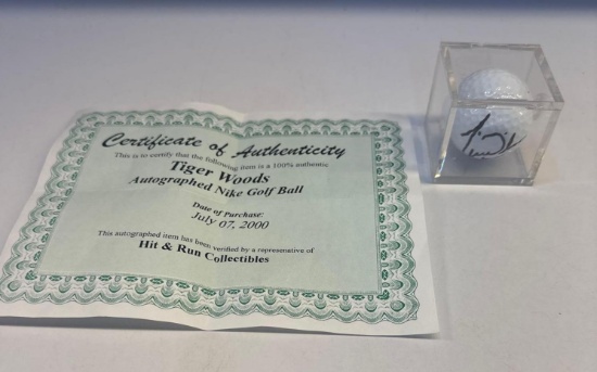 Certificate Of Authenticity Tiger Woods Autographed Nike Golf Ball 2000