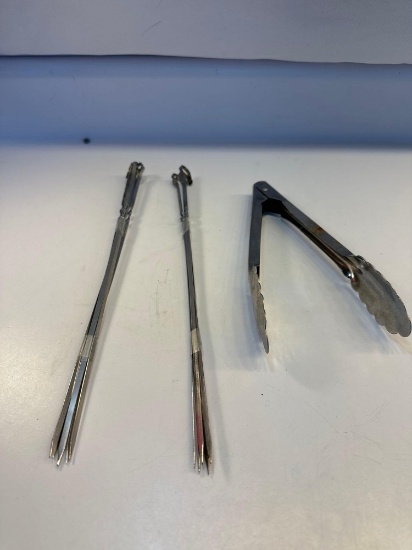 Tongs, Metal Meat Skewers