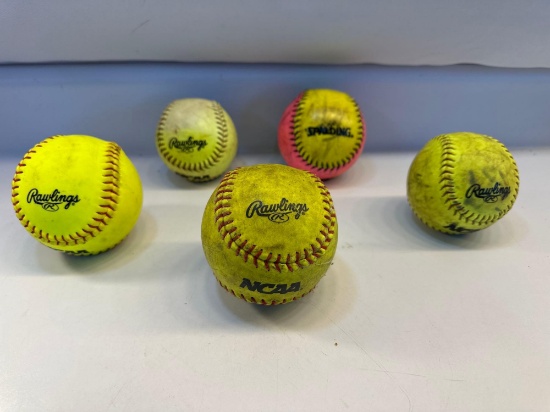 5 Rawlings Spalding Softballs