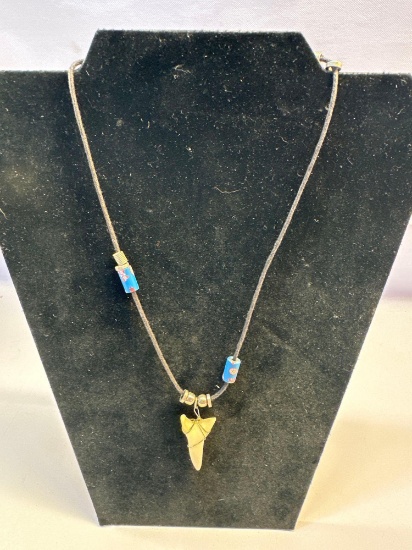 Black Rope Necklace With Shark Teeth
