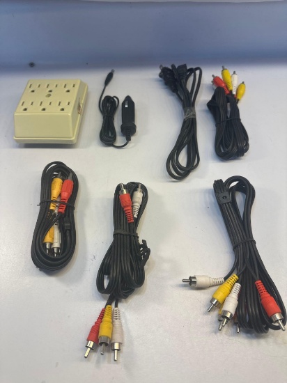 Grounded 6 Outlet Adapter/ Car Charger/ RCA Cables