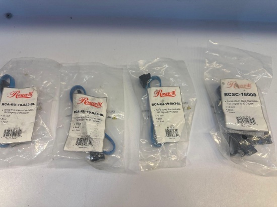 3 New Serial ATA 3 Blue Flat Cable 180 degree to 90 Degree/ 1 New Black Flat Cable