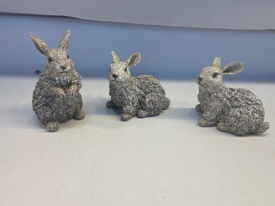 3 Indoor/ Outdoor Rabbit Figurines
