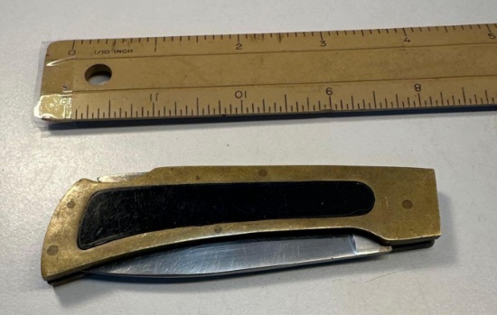 Black/ Gold Stainless Steel Pakistan Pocket Knife