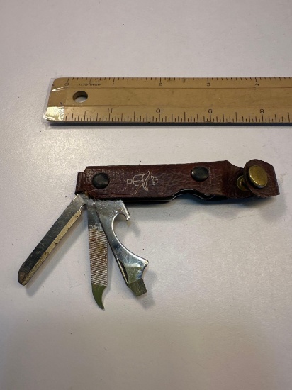 Vintage Leather Handle Multi -Tool Utility Knife