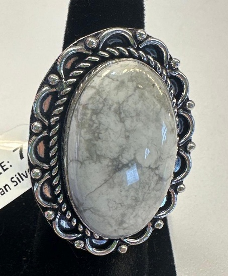 New Metal German Silver Howlite Size 7 Ring